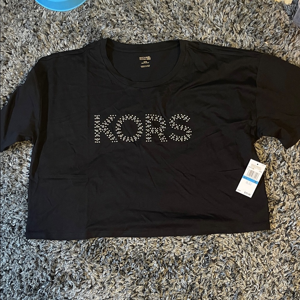 Michael Kors Black Tee with Gold Logo